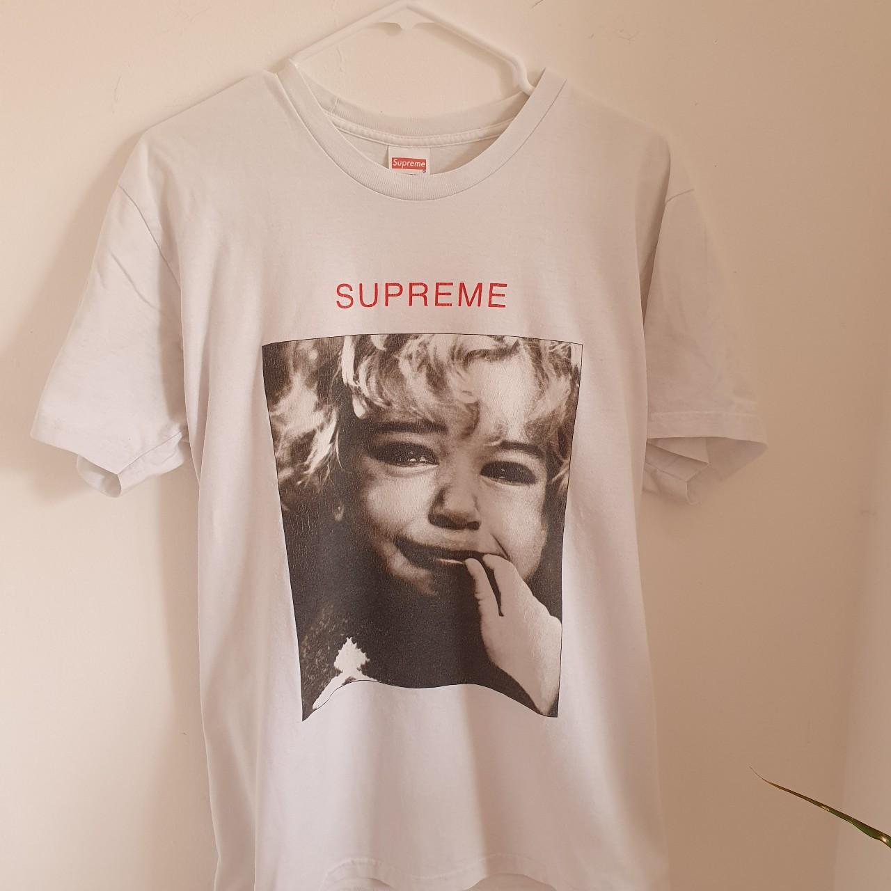 Supreme crybaby tee Some cracking on the logo and... - Depop