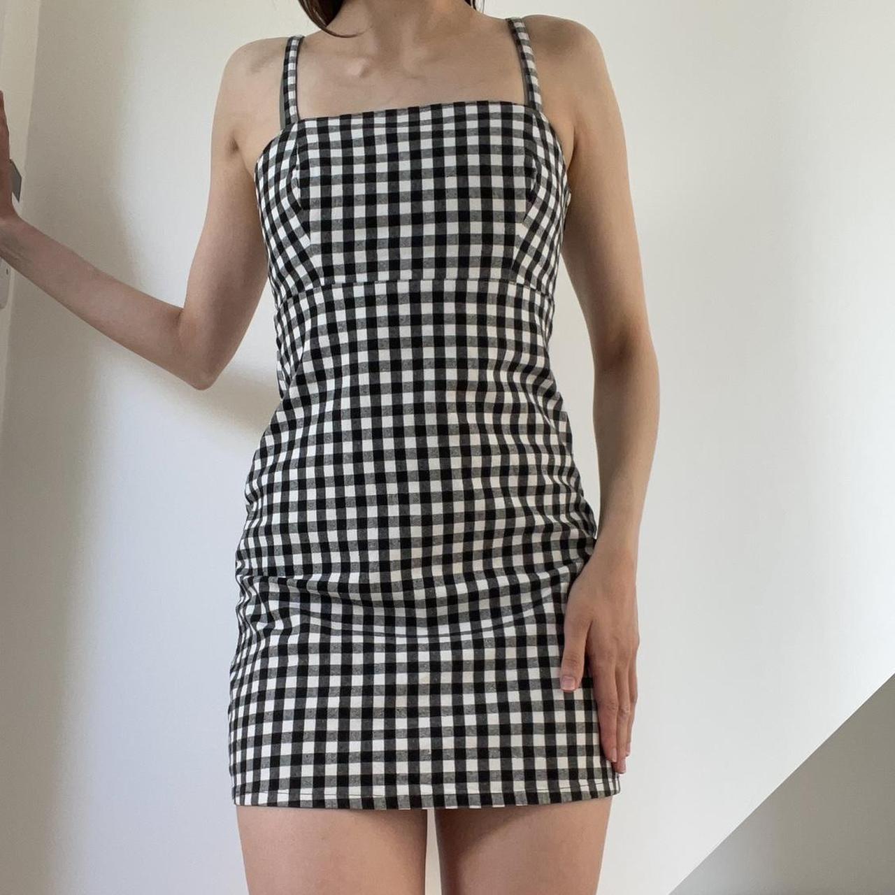 Hollister black and white gingham mini dress in