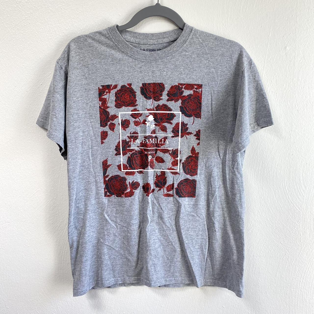 Tillys Men's Grey and Red Tshirt Depop