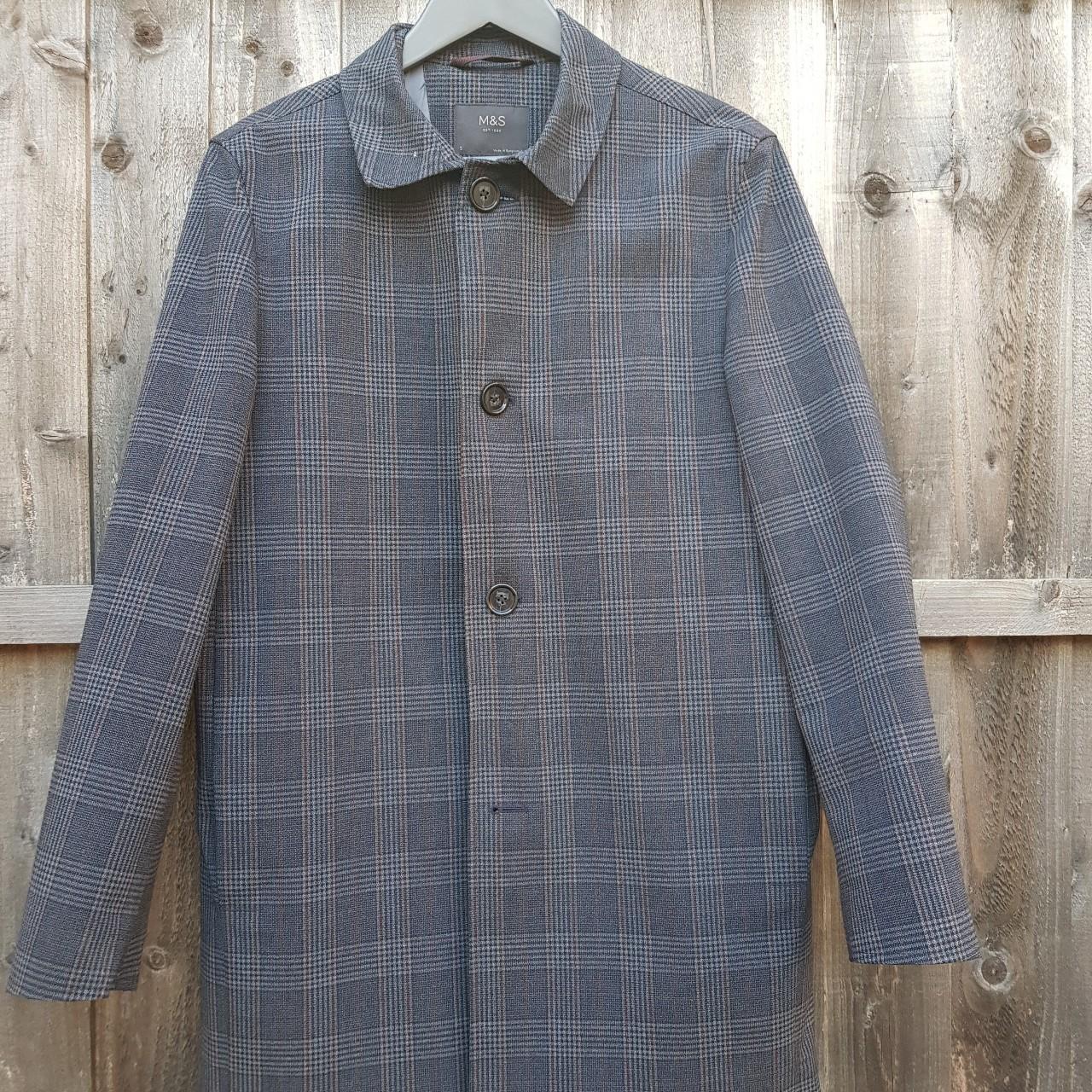 M&S long check coat. Size small. Slightly padded so... - Depop