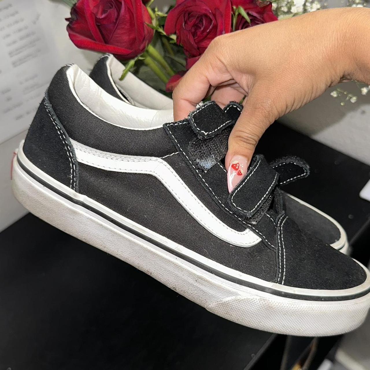 Black and white Velcro old school Vans In great. Depop