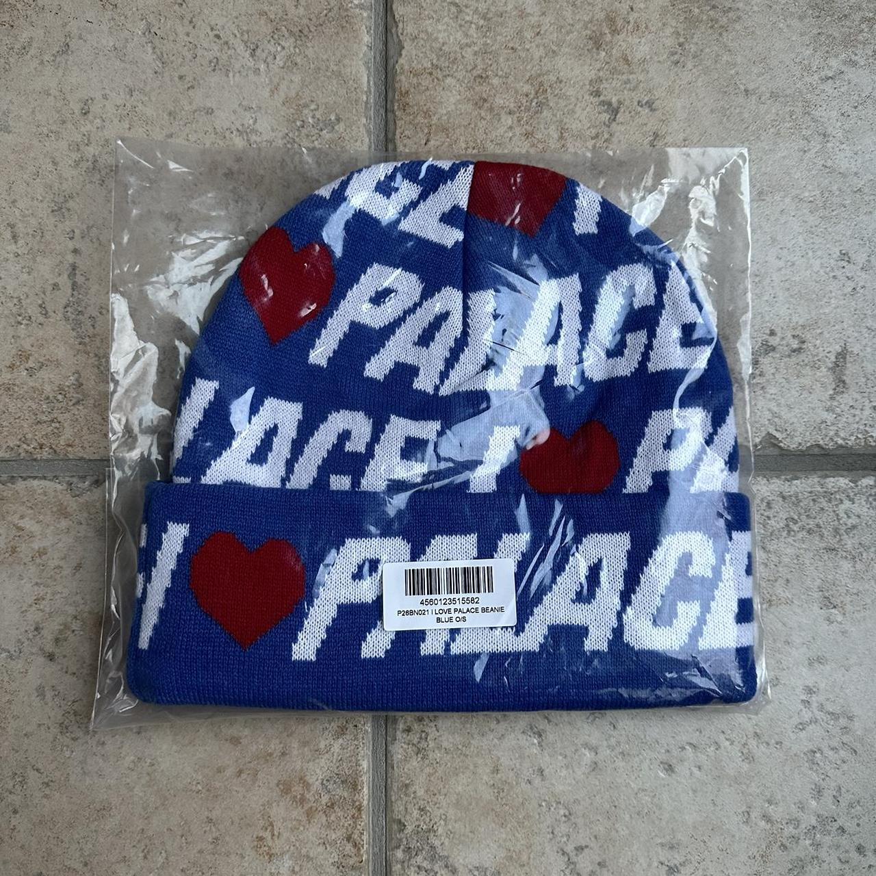 Palace I Love Palace Beanie Blue Brand New, In... - Depop