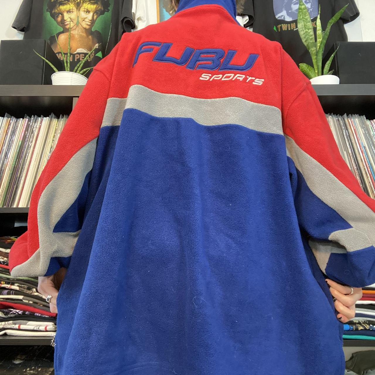 vintage red grey and blue fleece FUBU SPORTS... - Depop