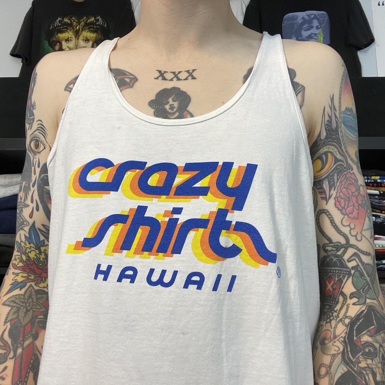 vintage 90’s single stitch white CRAZY SHIRTS... Depop