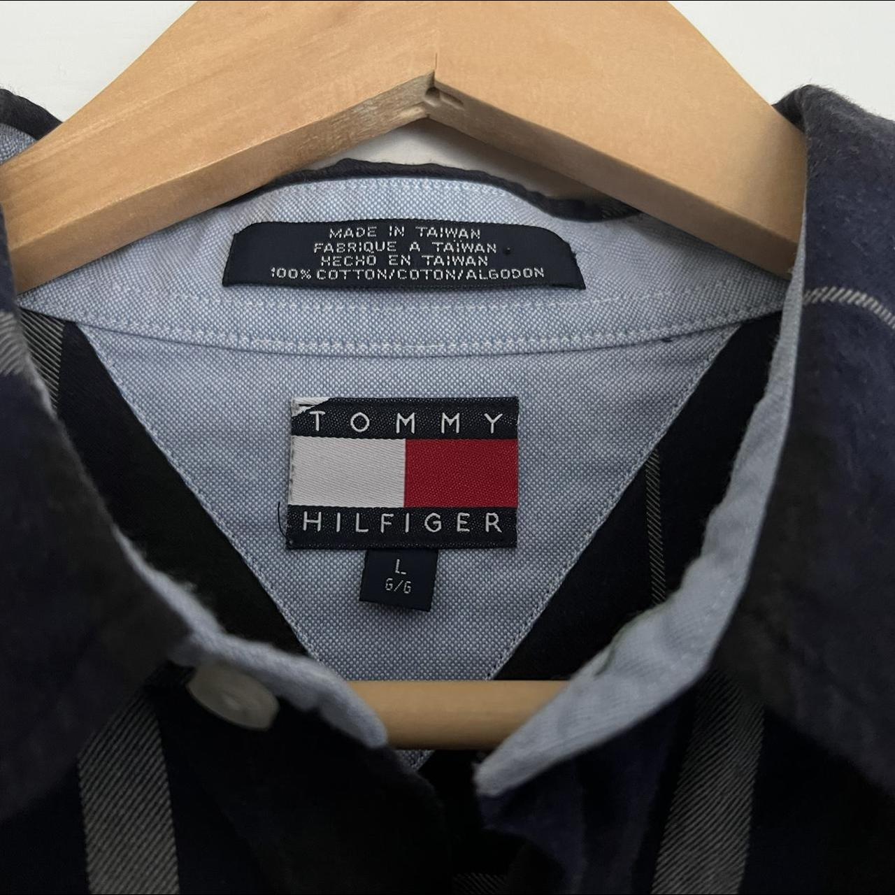 Tommy Hilfiger shirt in dark blue, black and white... - Depop