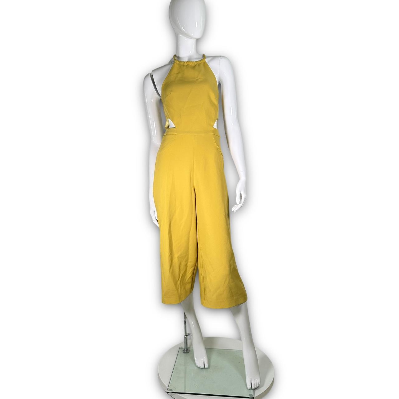 the funkiest halterneck culotte jumpsuit in mustard. Depop