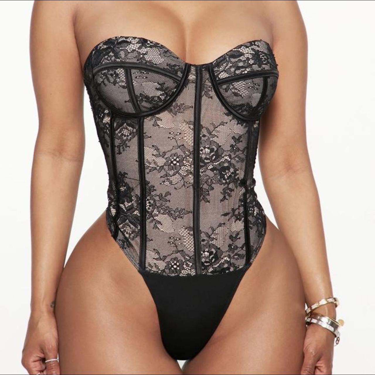 Black Lace Bustier Bodysuit