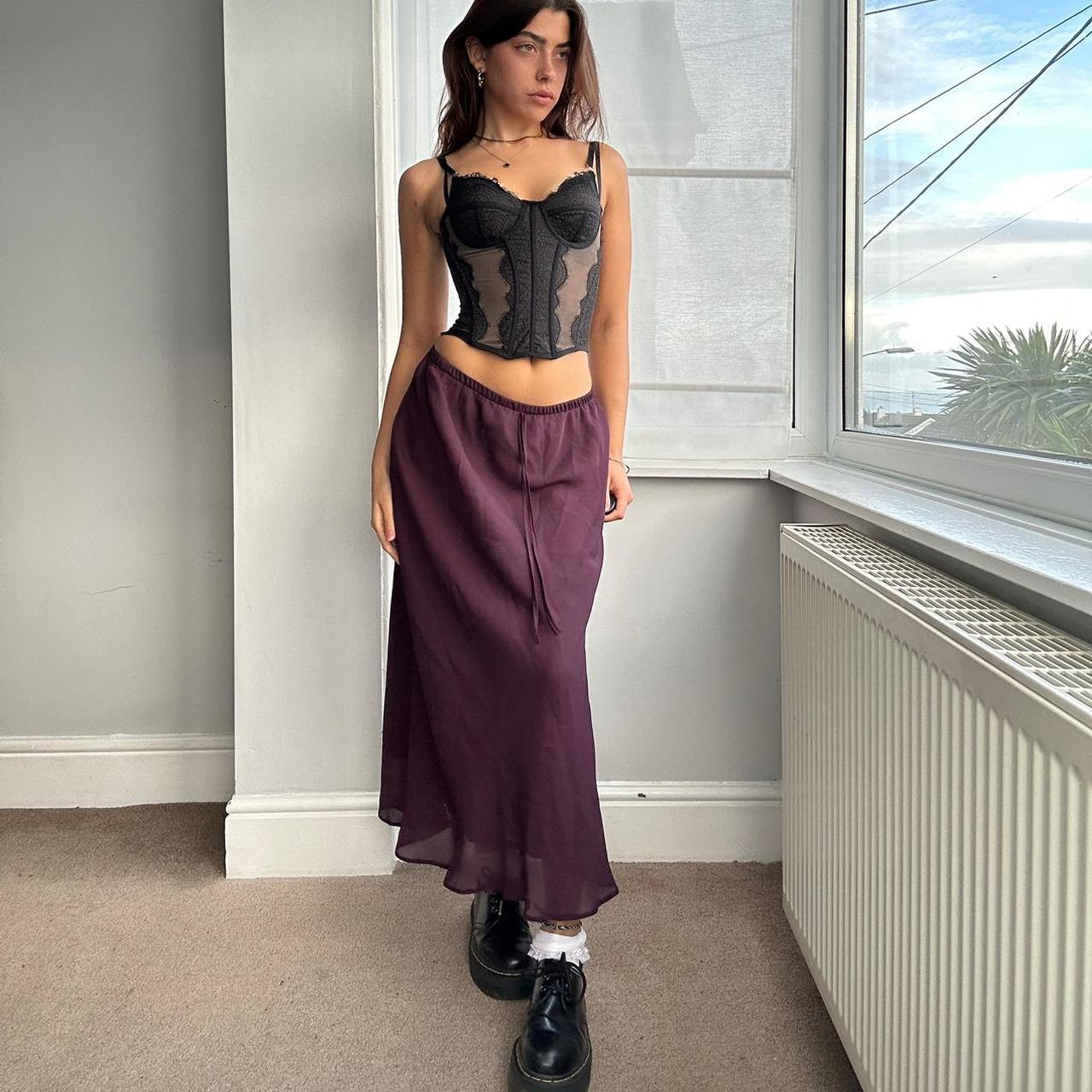 Maroon flowy hotsell maxi skirt