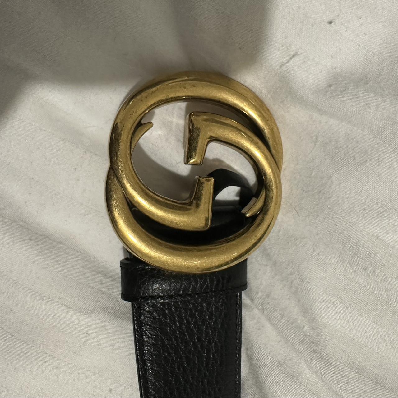 Men’s Gold Gucci belt Worn only 2 times Black 100 - Depop