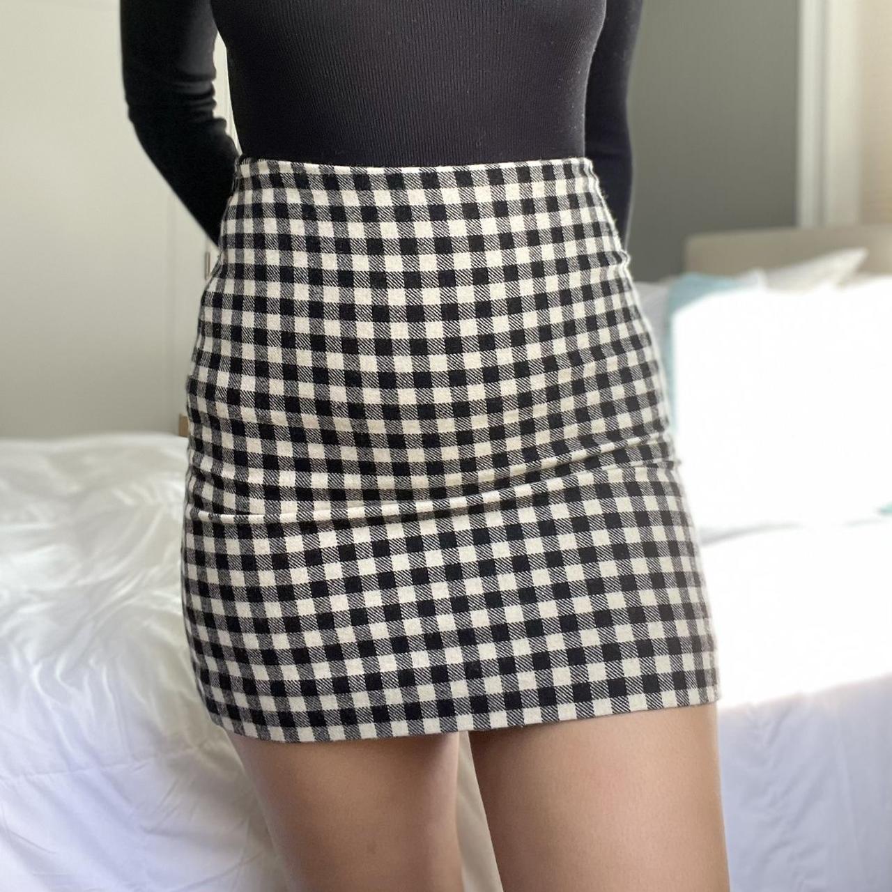 ann taylor black and white skirt