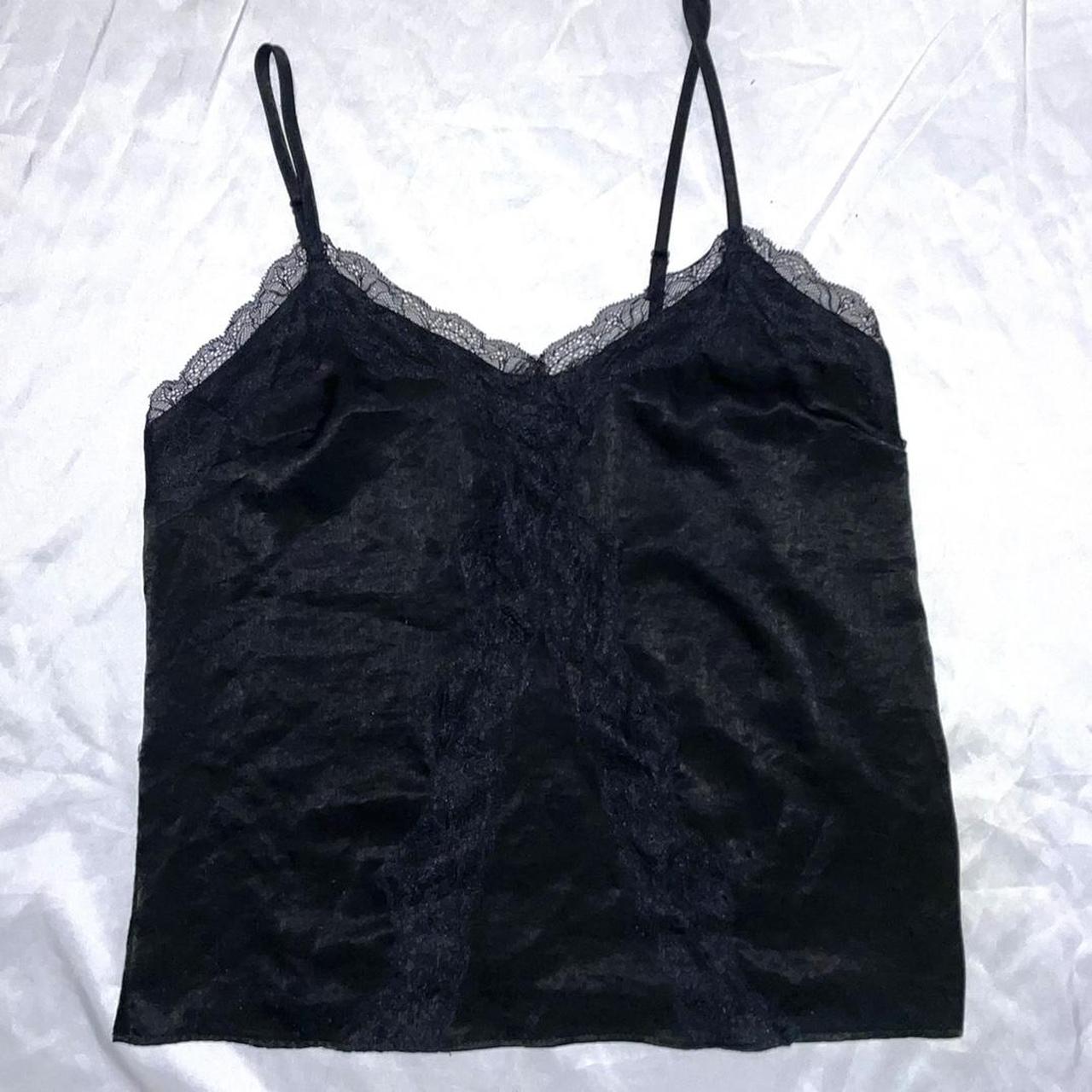Topshop satin lace cami top in black