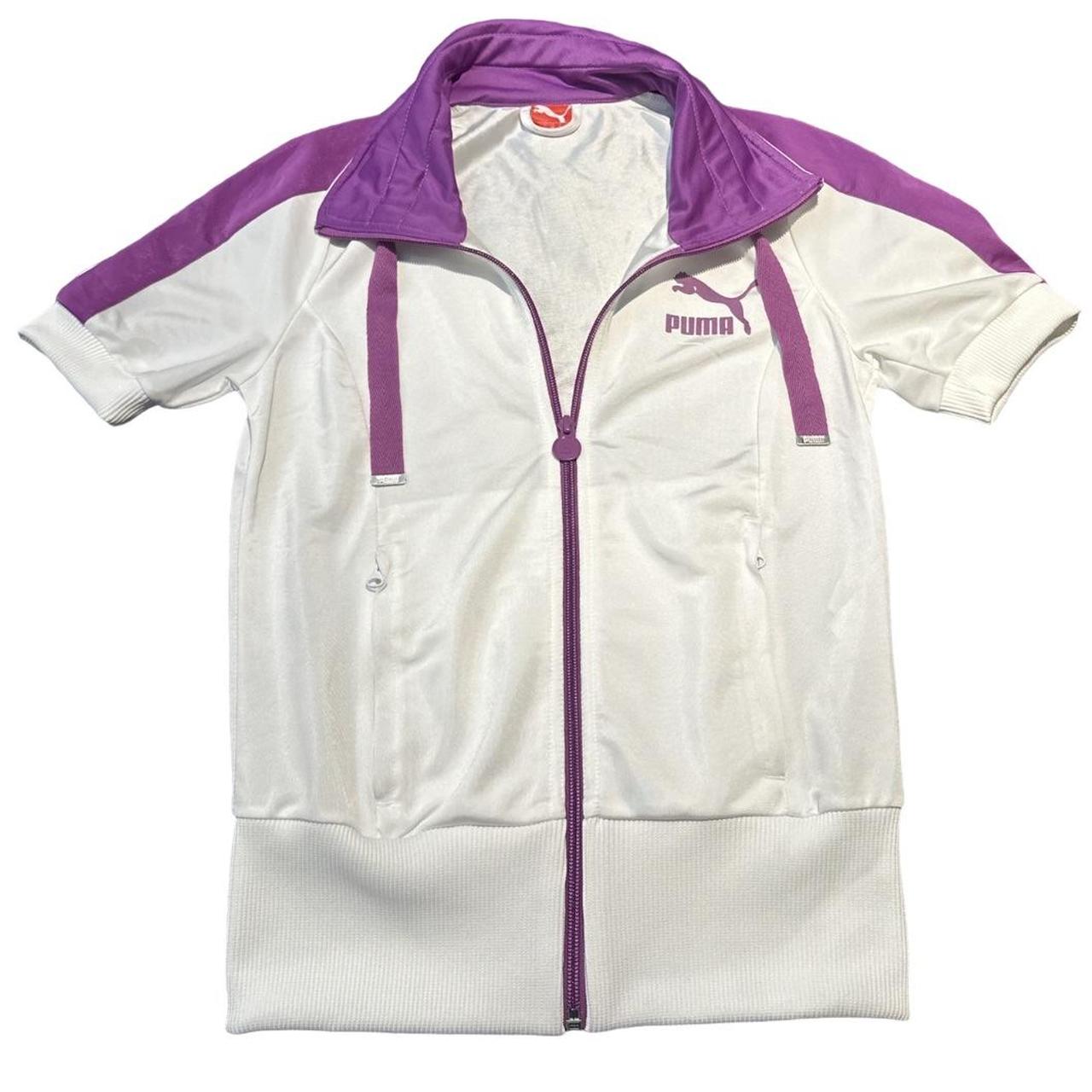 Y2K puma vintage women's white + purple shortsleeve | Depop