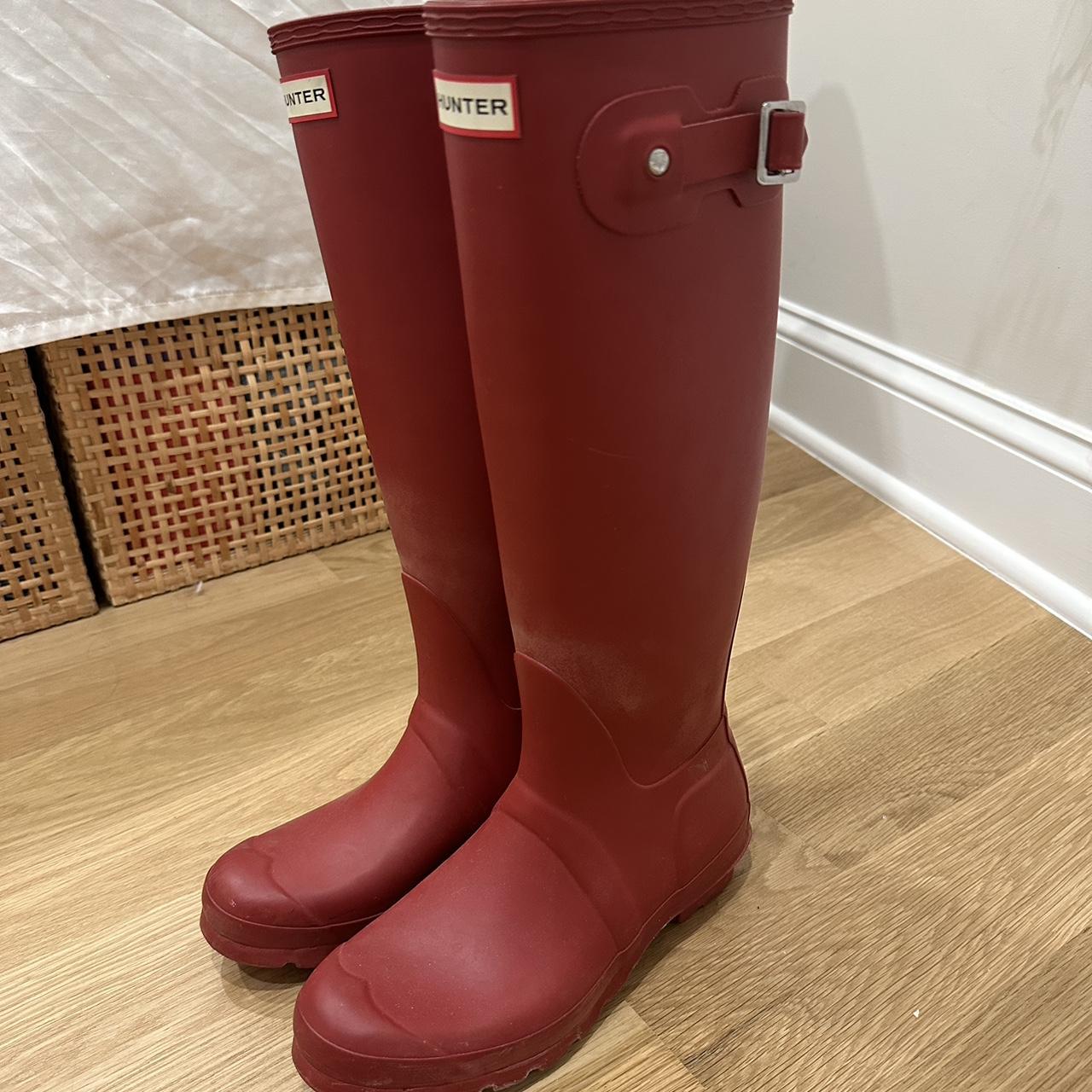 RED HUNTER BOOTS hunter hunterboots boots rainboots Depop