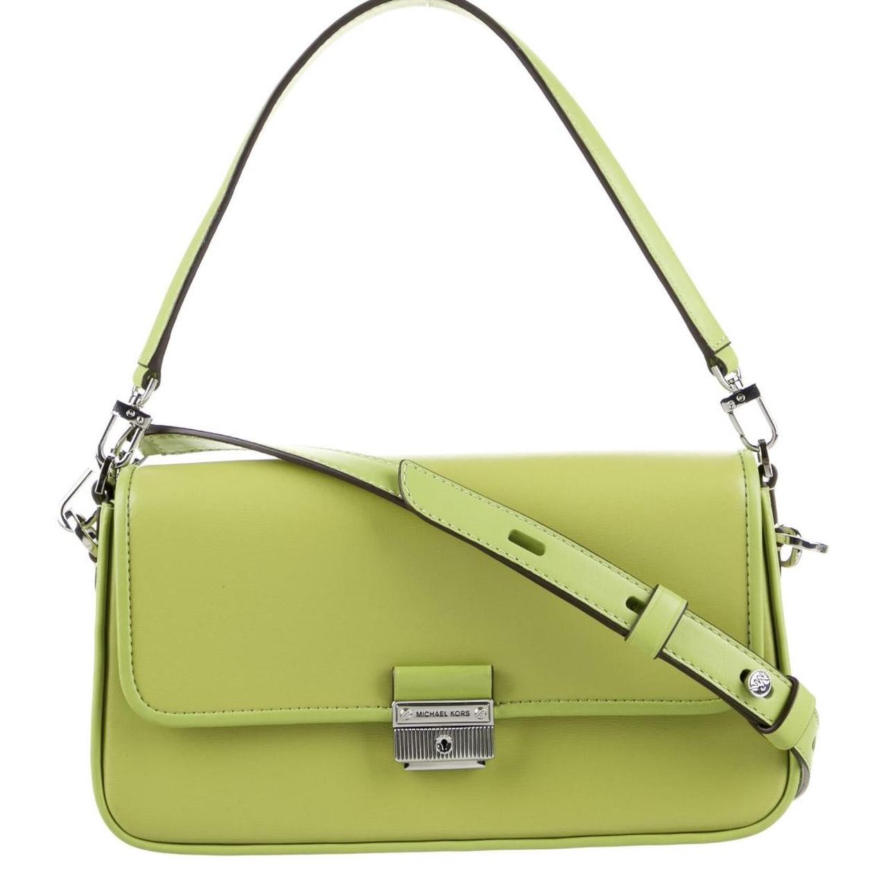 Michael Kors Lime Green Flap Bag with straps. mk Depop