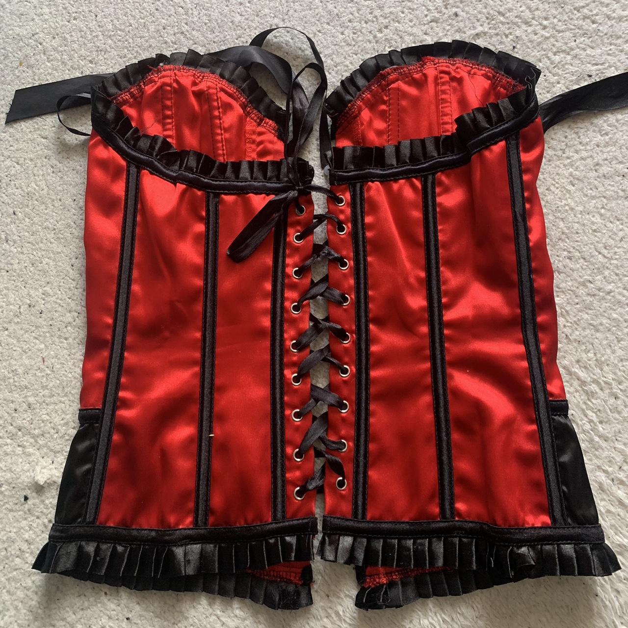 Women's Black and Red Corset | Depop