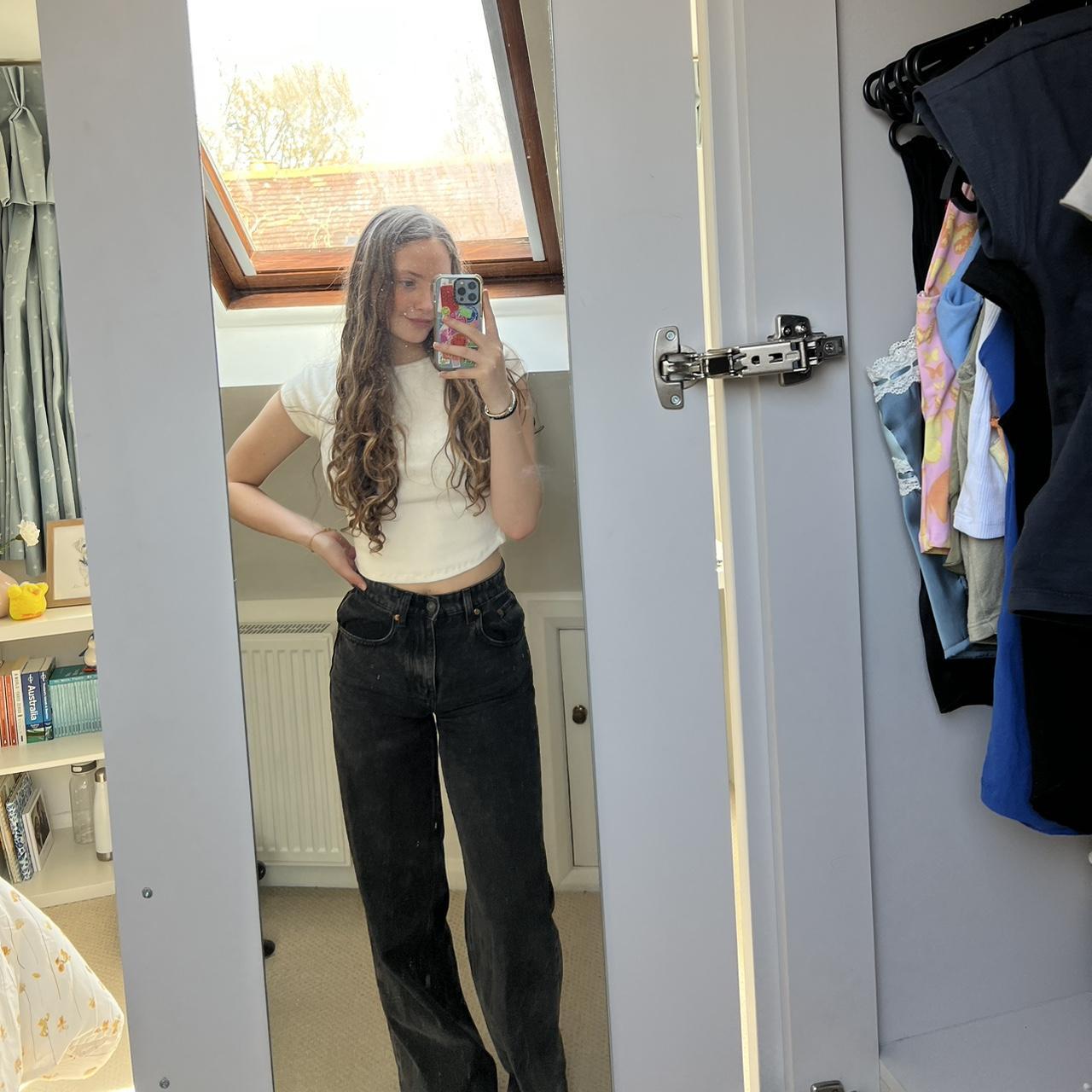 Black motel wide leg jeans Soooo flattering fits a... Depop