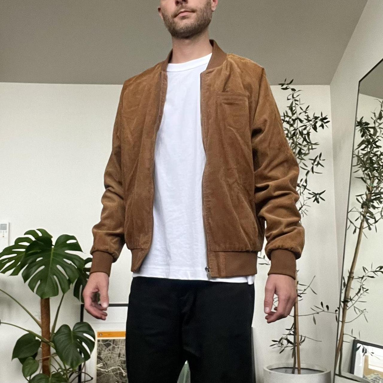 Cord bomber Jacket Brown with checkered... Depop