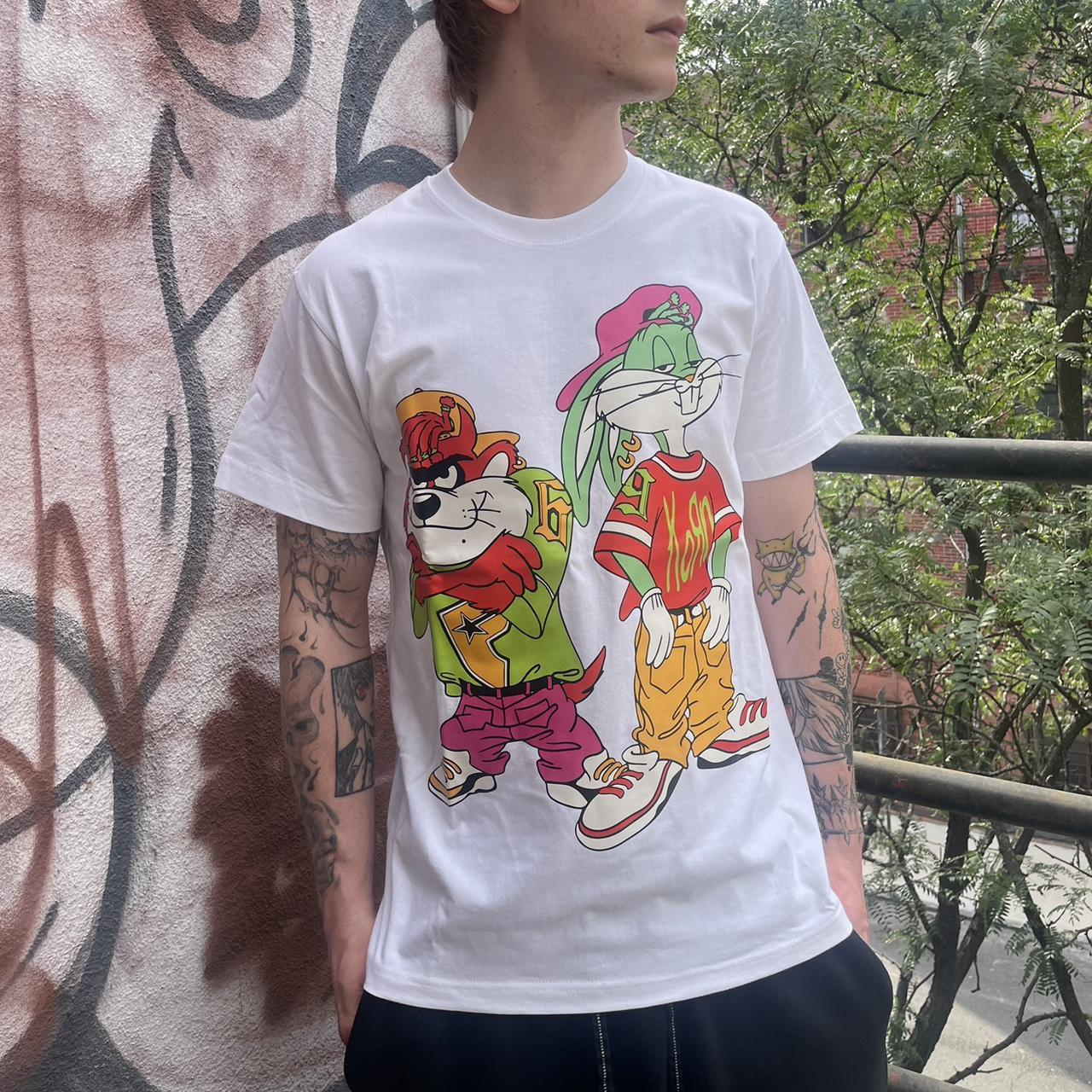 GAG NYC Bugs Bunny and Taz white t-shirt | Depop