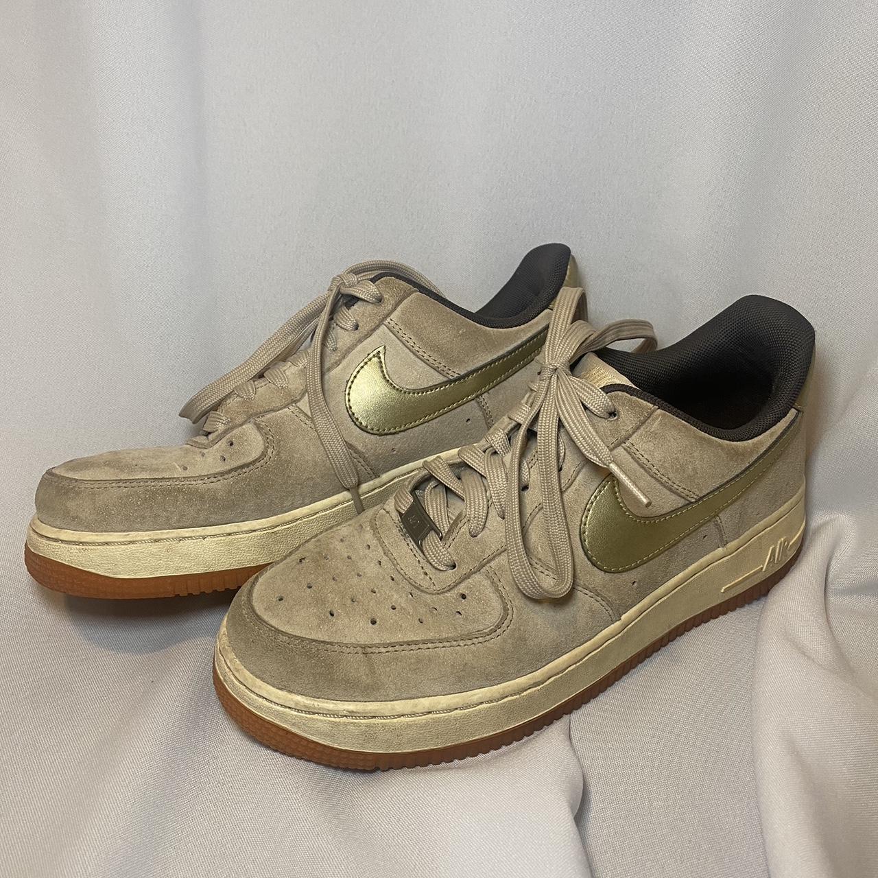 NIKE GOLD AIR FORCES Size 8 1/2 - Depop