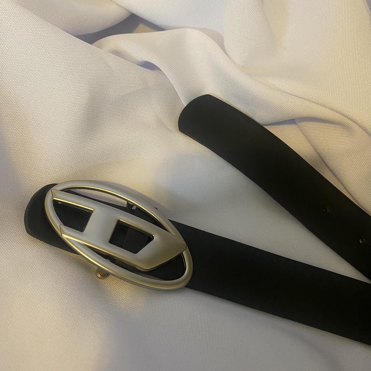 diesel belt black and silver