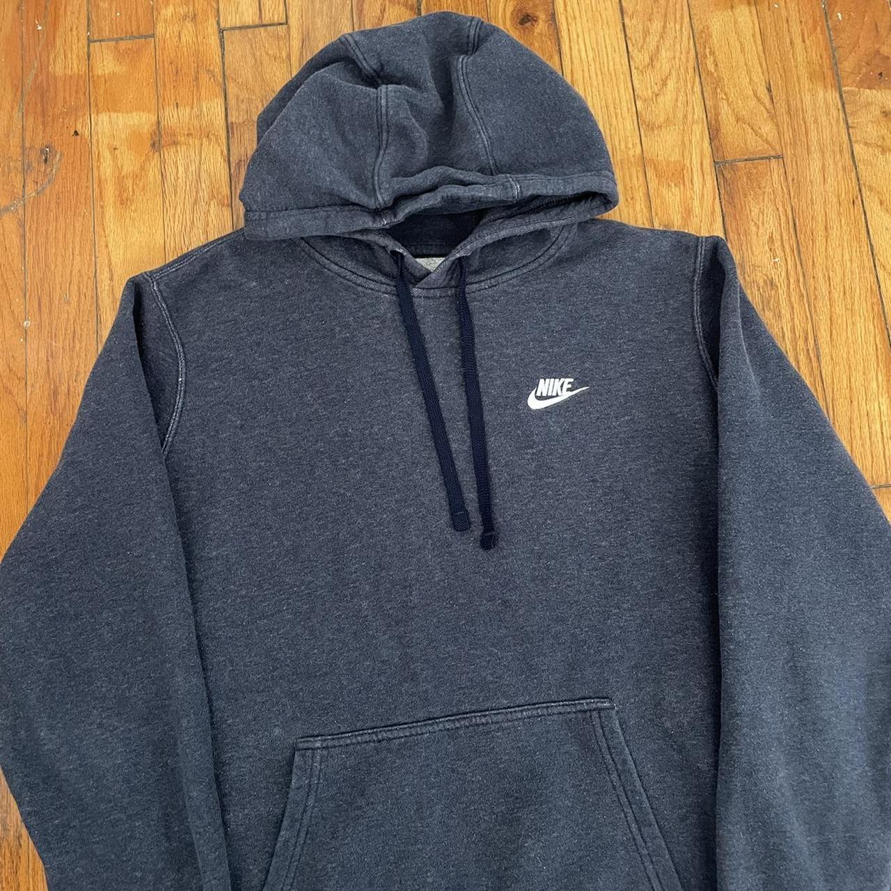 Grey Nike Hoodie with white embroidered spellout... - Depop