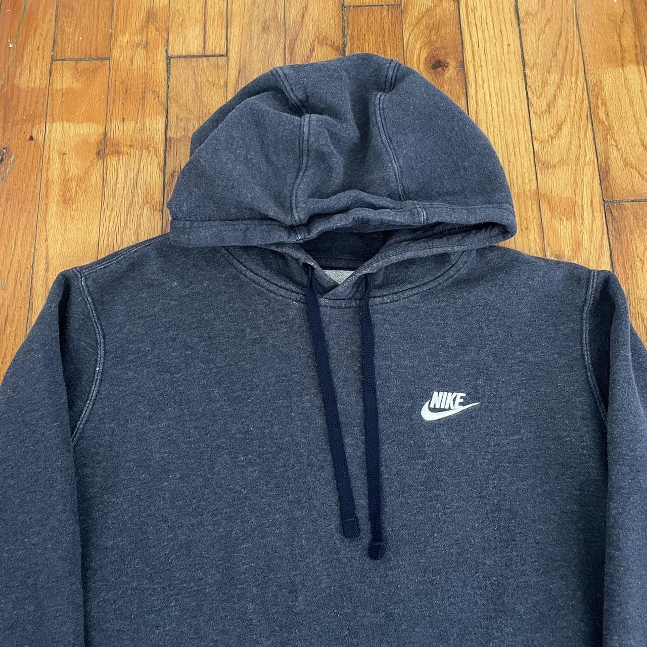 Grey Nike Hoodie with white embroidered spellout... - Depop
