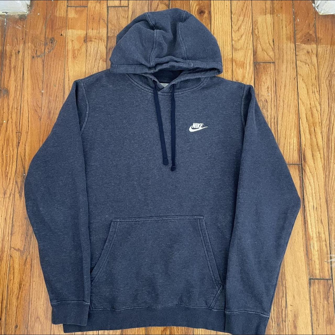 Grey Nike Hoodie with white embroidered spellout... - Depop