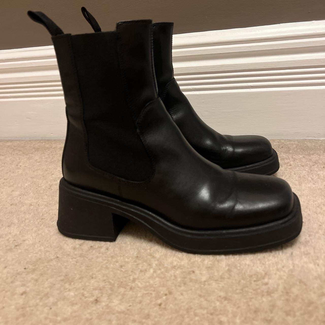 Chunky square toe vagabond boots. Only worn once -... - Depop