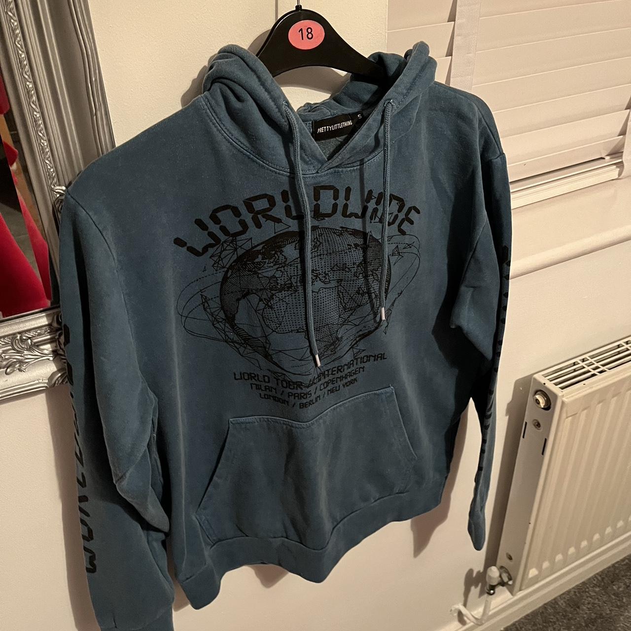 Teal plt worldwide hoodie - Depop