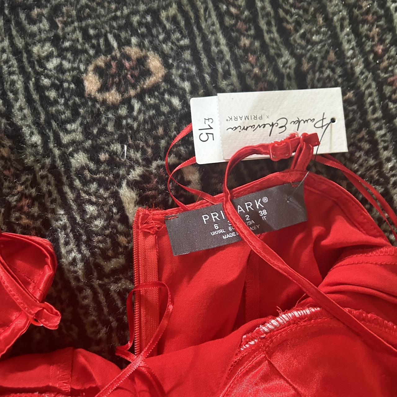 Primark red satin slip dress with bra cup Never... Depop