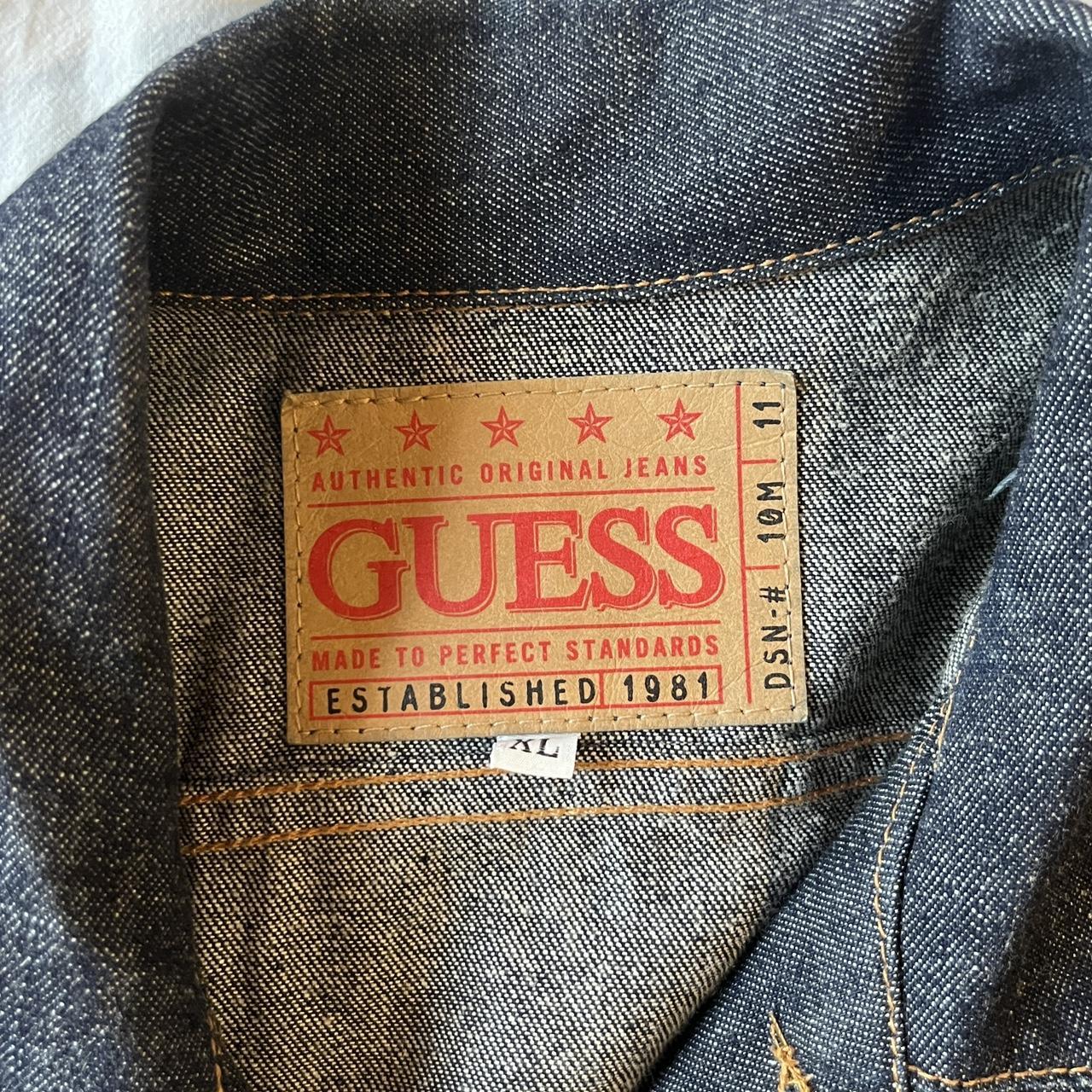 Vintage Guess dark wash denim jacket - Size XL -... - Depop