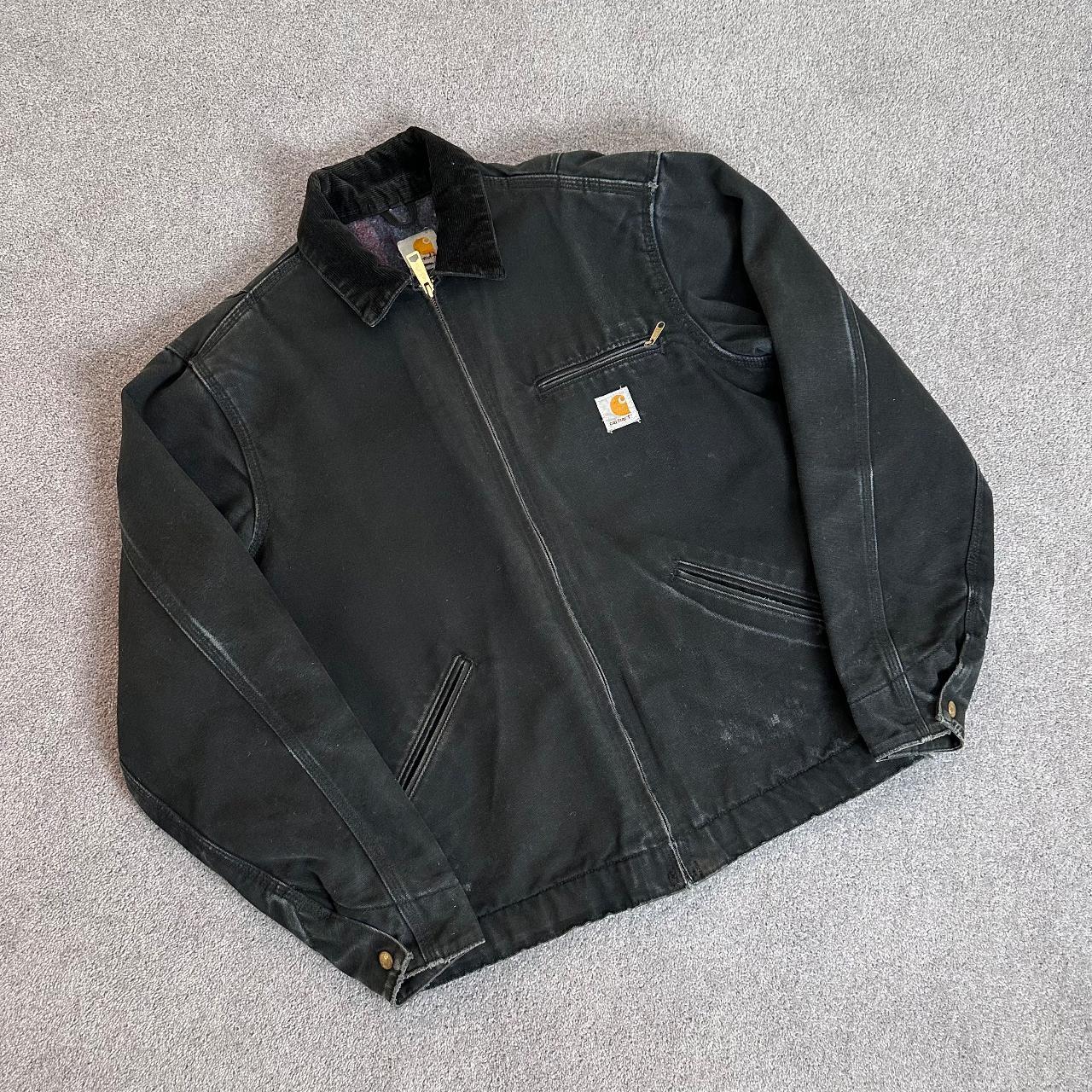 Vintage faded black Carhartt Detroit workwear jacket... - Depop