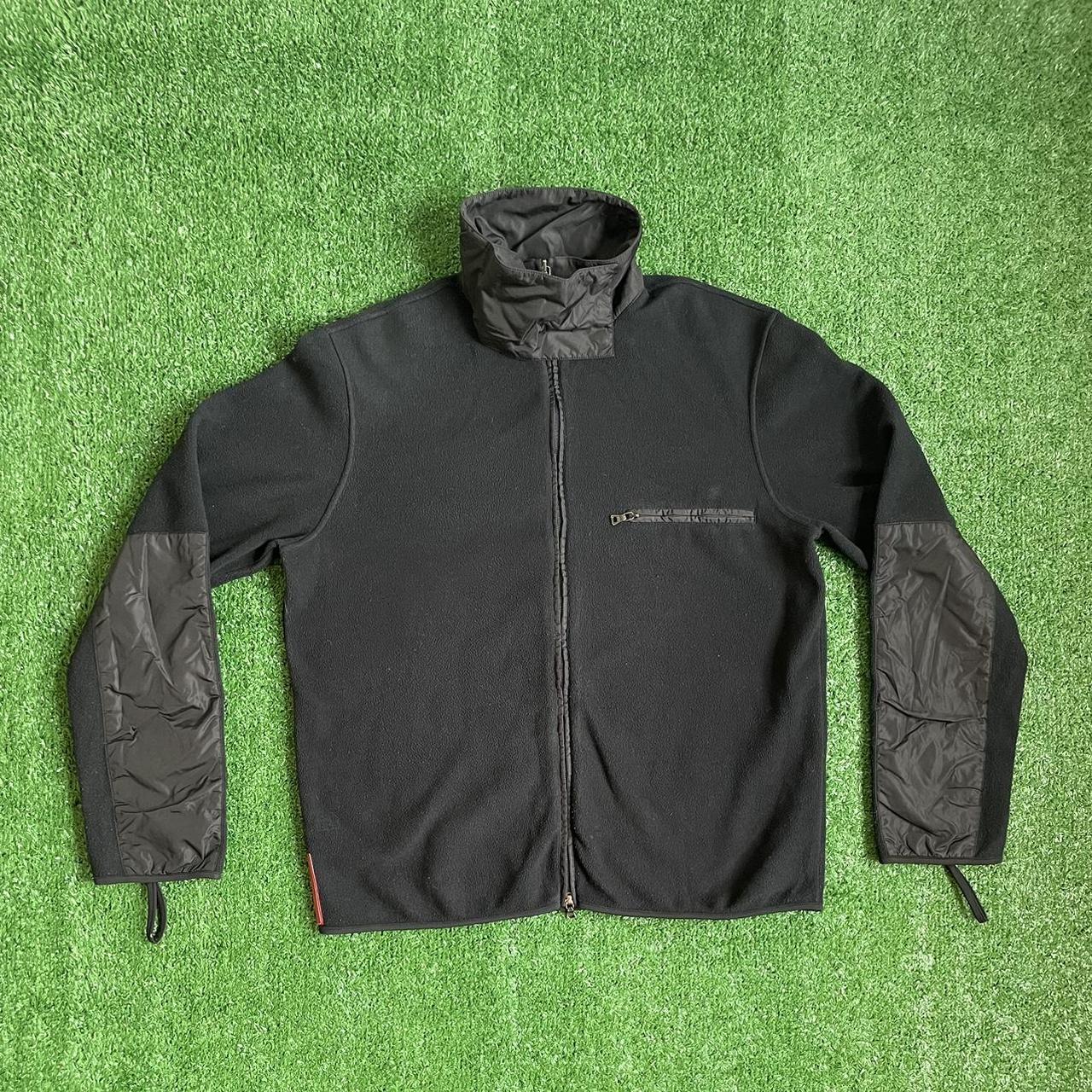 Prada black fleece zip up jacket / tracksuit top.