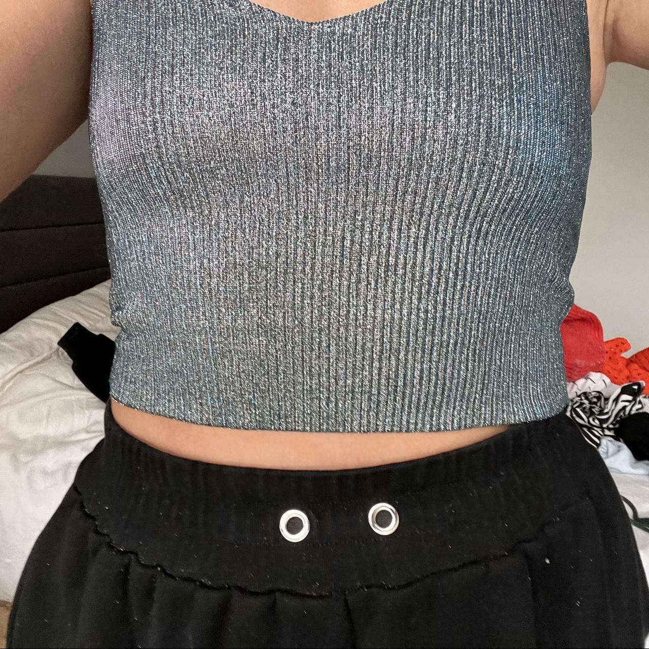 Women's Grey and Silver Crop-top | Depop