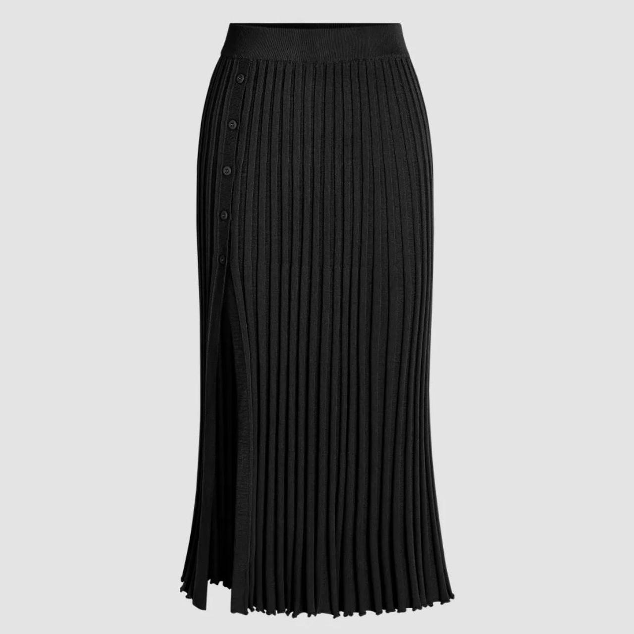 Midi pleated split skirt. Ultra stretchy material.... - Depop