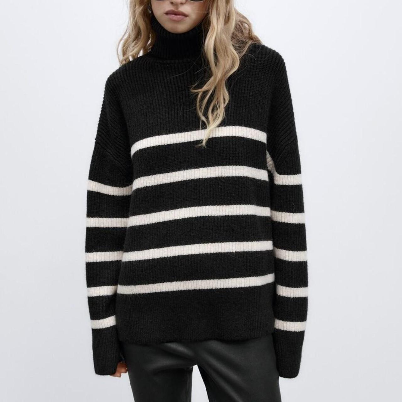 Zara striped knit sweater with roll neck,
