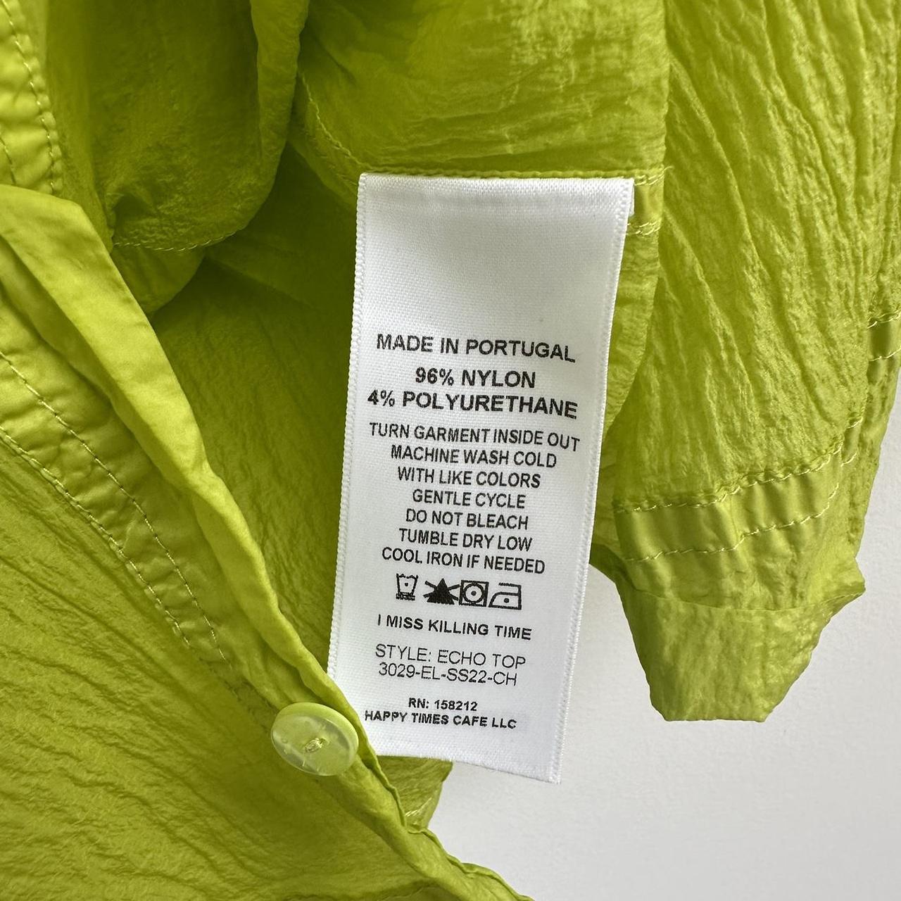 Eckhaus Latta neon green, textured, sheer, button up | Depop