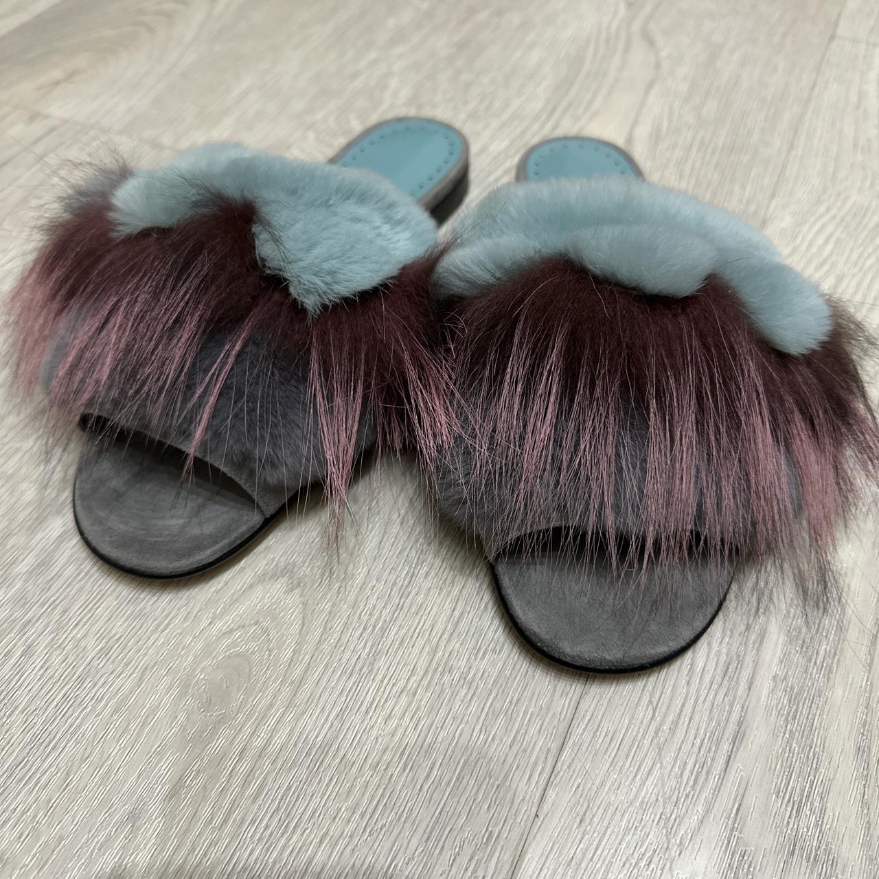 MANOLO BLAHNIK Pelususrafo Fur Flat Slide Sandal... - Depop