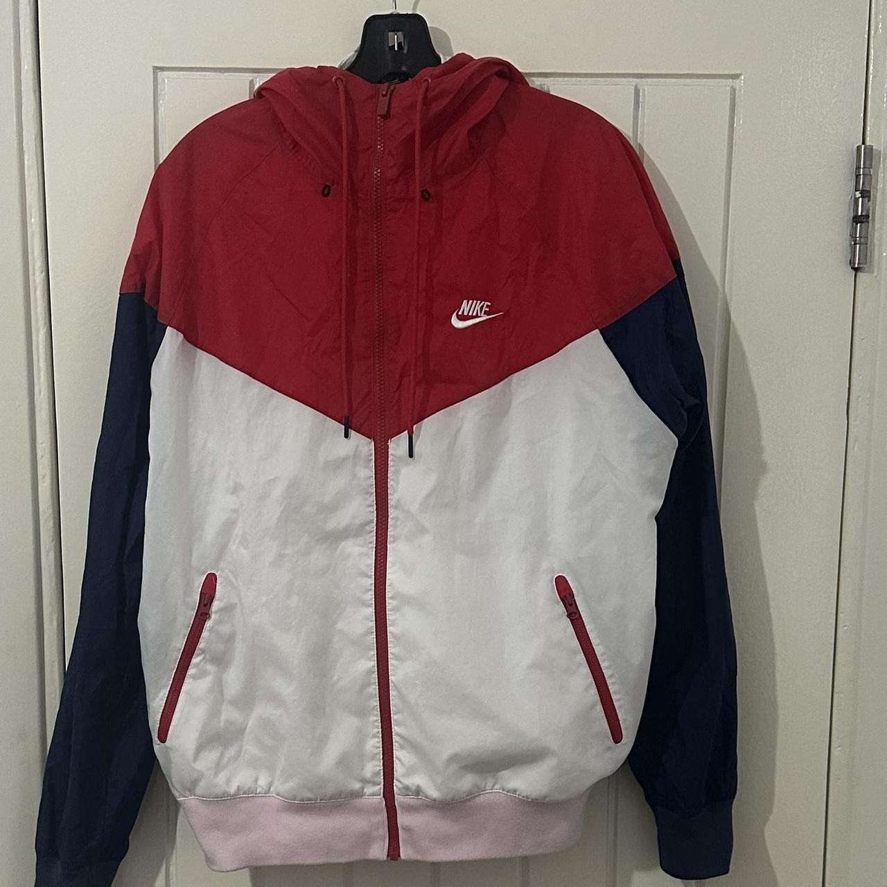 nike windbreaker mens red white and blue