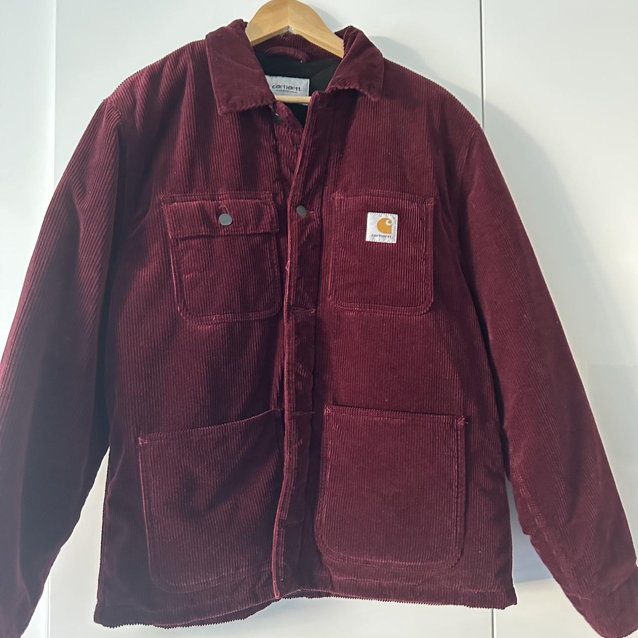 Carhartt Cord Burgundy Padded jacket . Size Large. Depop