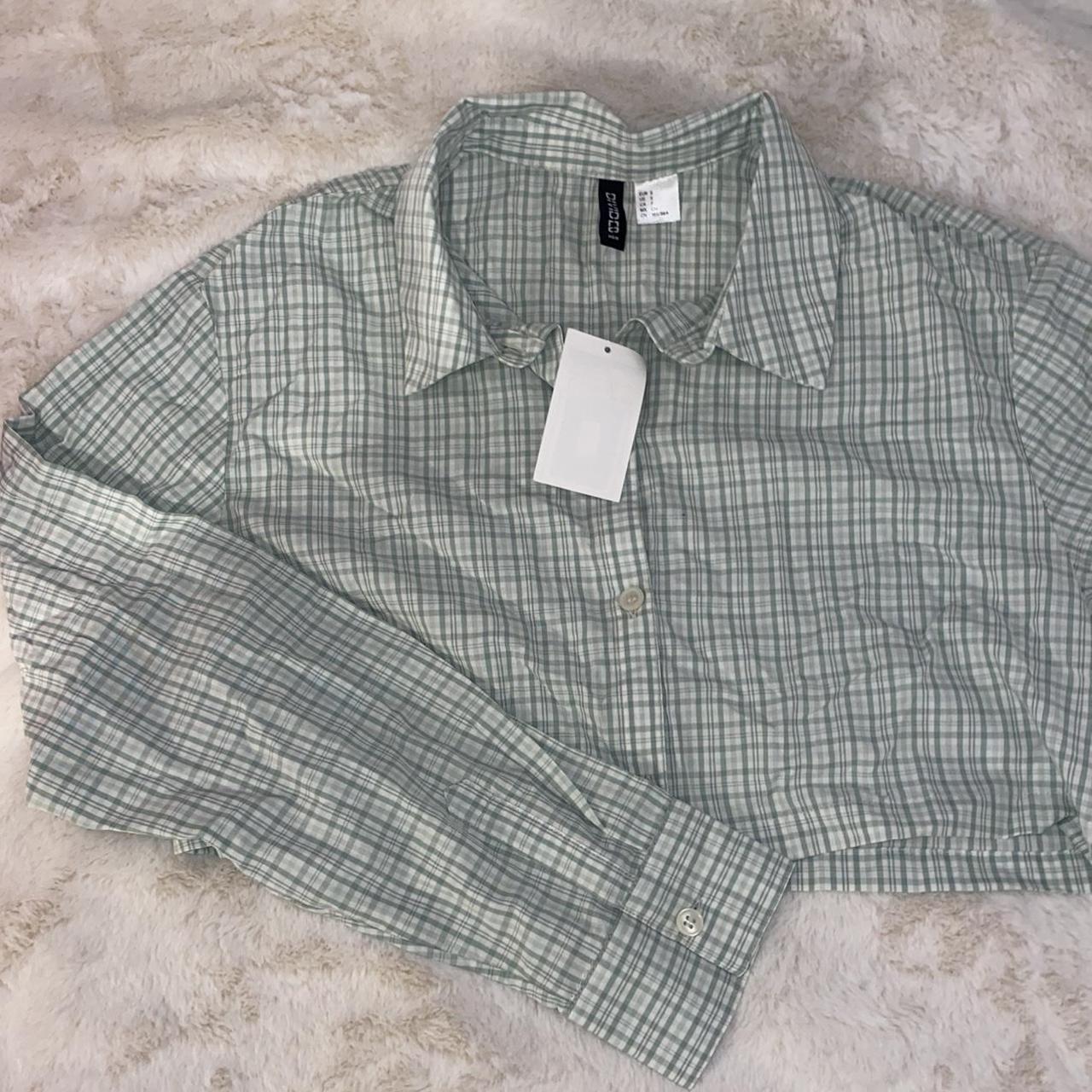 H&M Women's Green and White Shirt | Depop