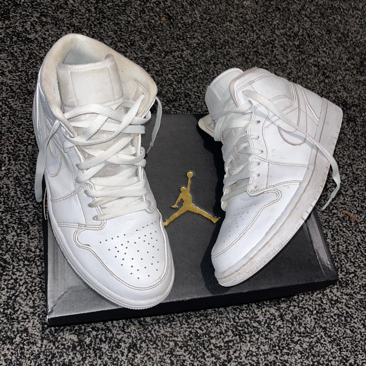 Nike Air Jordan 1 mid White Uk 8.5 Worn but still... - Depop