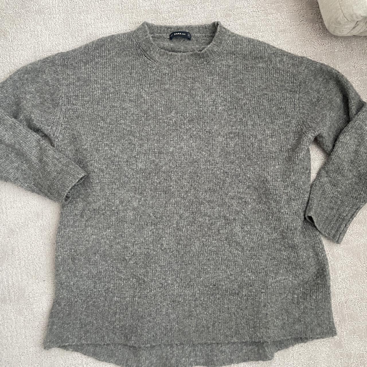 Cozy oversized grey Zara knit - size Medium -... - Depop