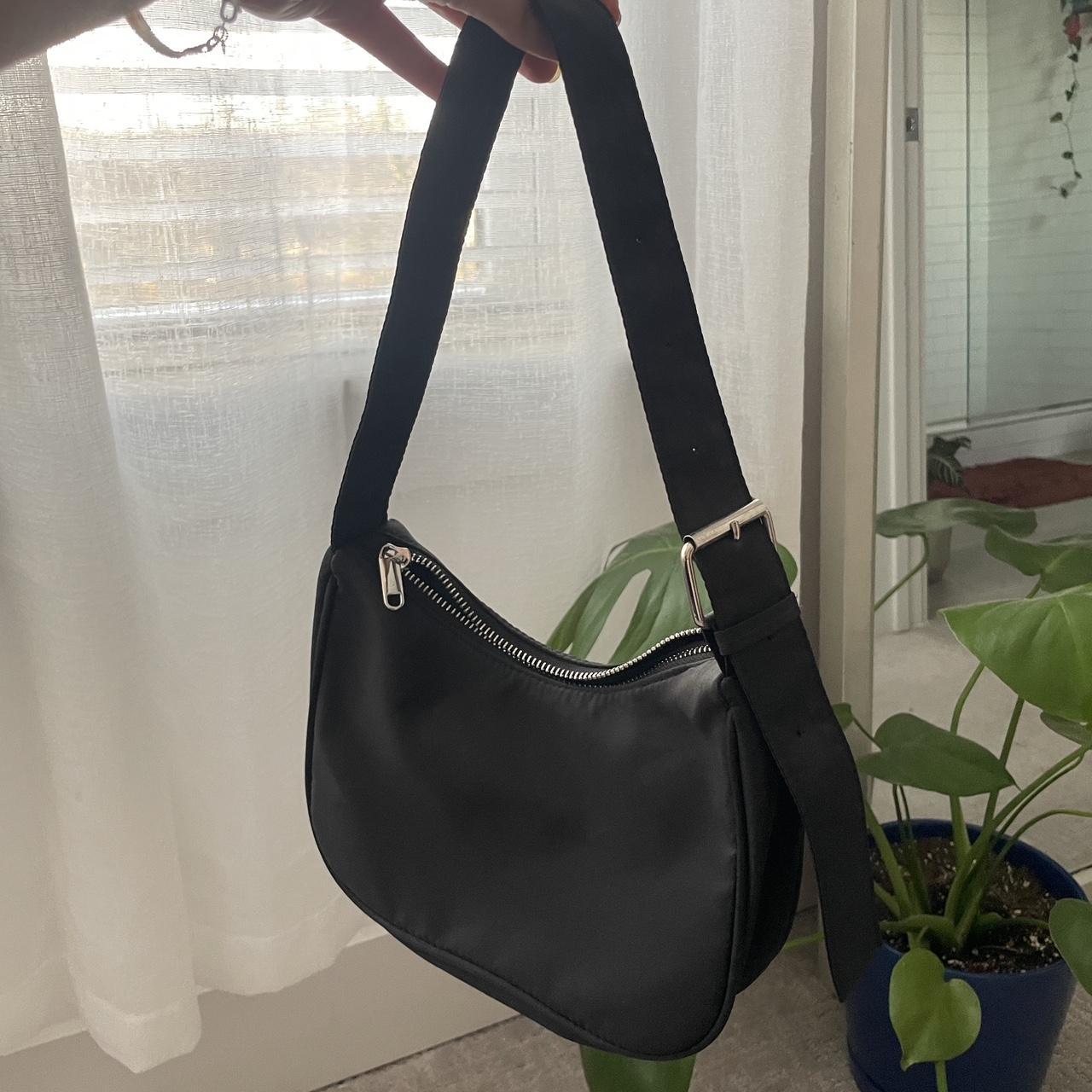 Cute y2k nylon bag with silver hardware - zip... - Depop