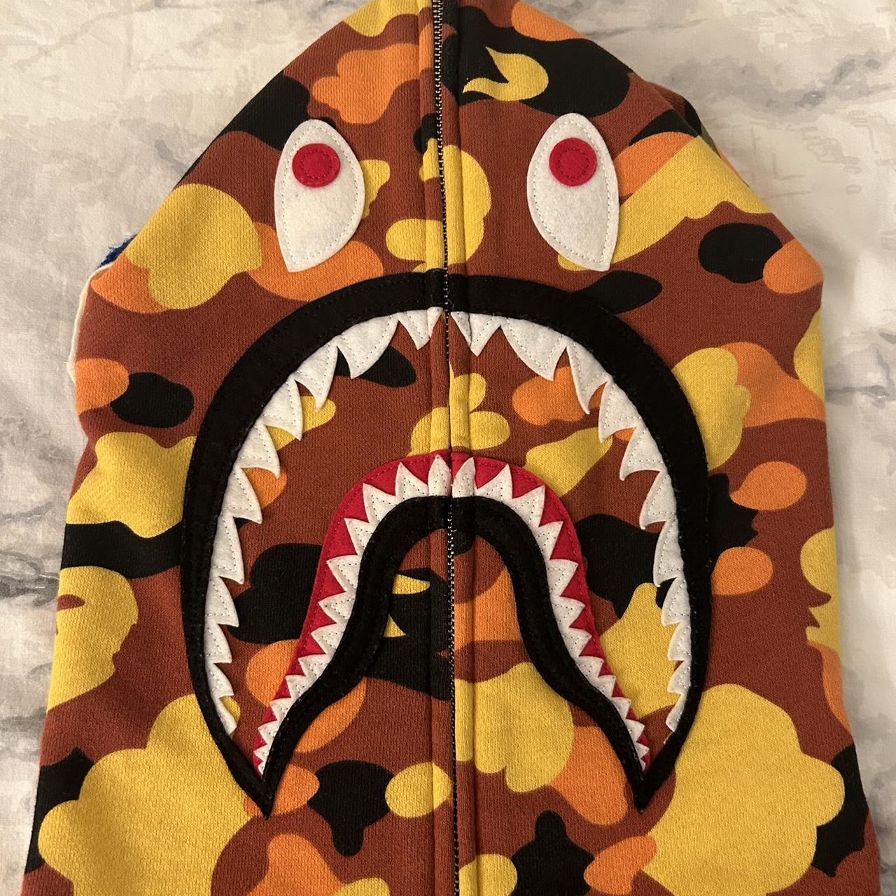 RARE 2017 Bape Orange Camo Shark Full Zip Hoodie and. Depop