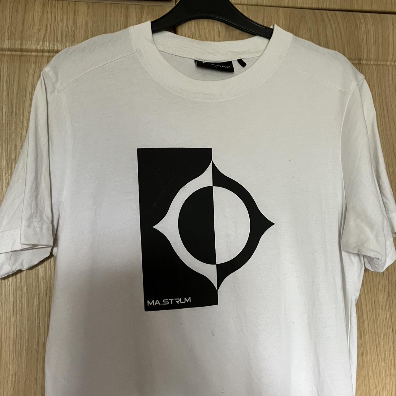 Mastrum white logo T-shirt Size extra small, fits... - Depop