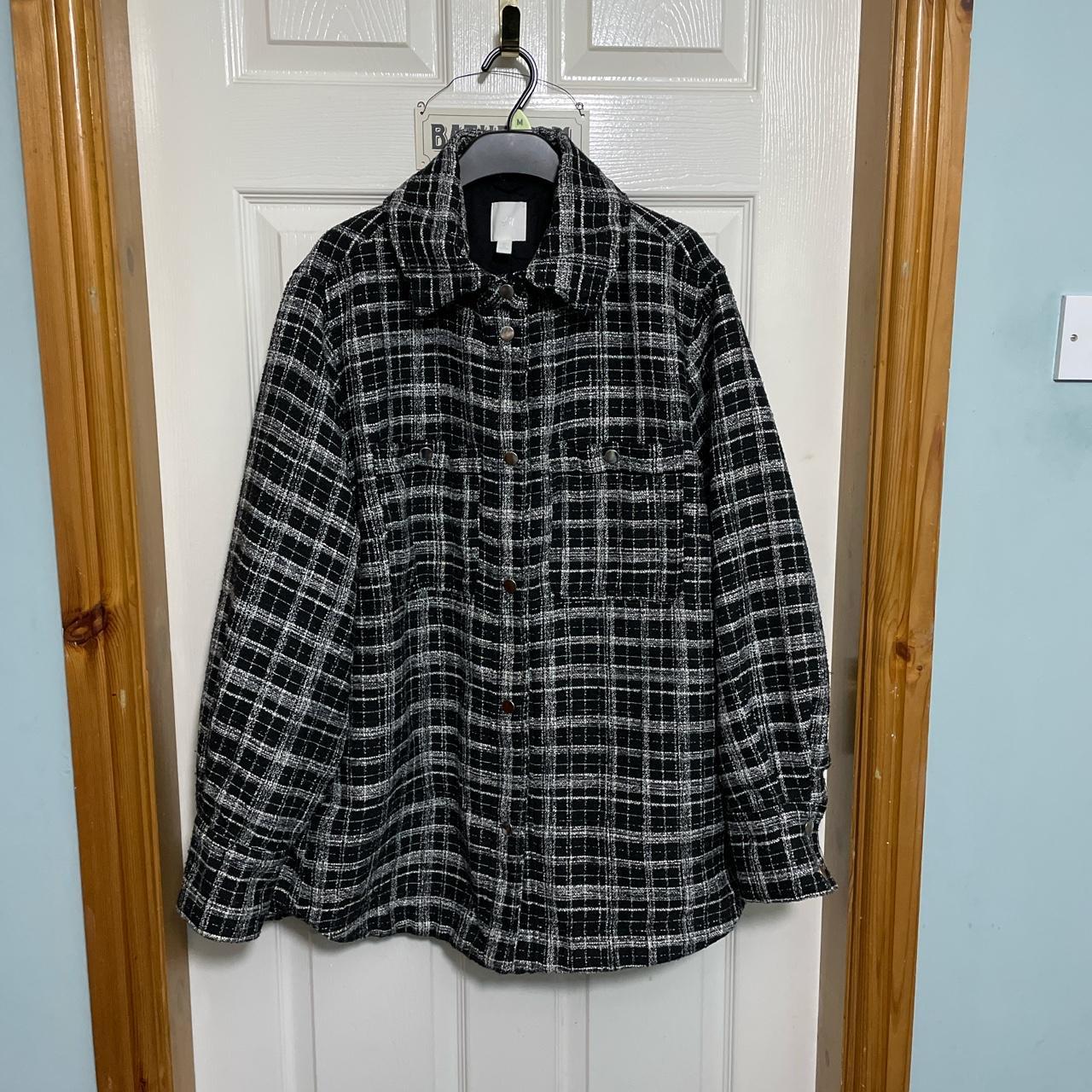 H&m Black And White Check Oversized Shacket H&M Oversized Shacket