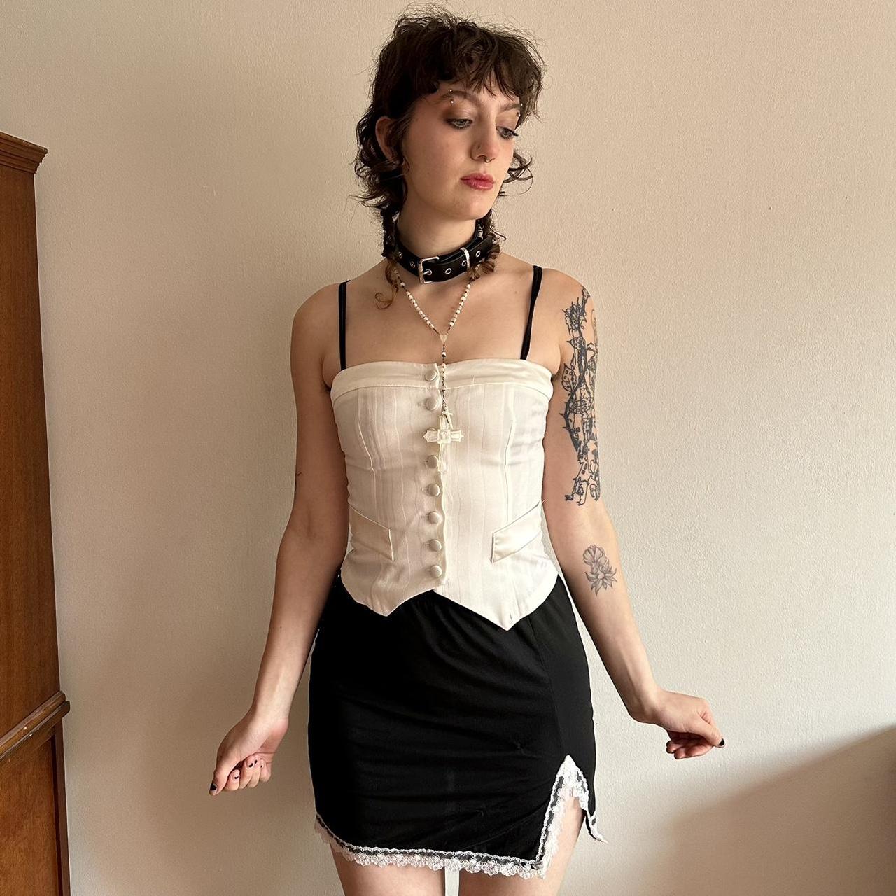 Dolly skirt 🧸 Adorable black mini skirt with white... - Depop