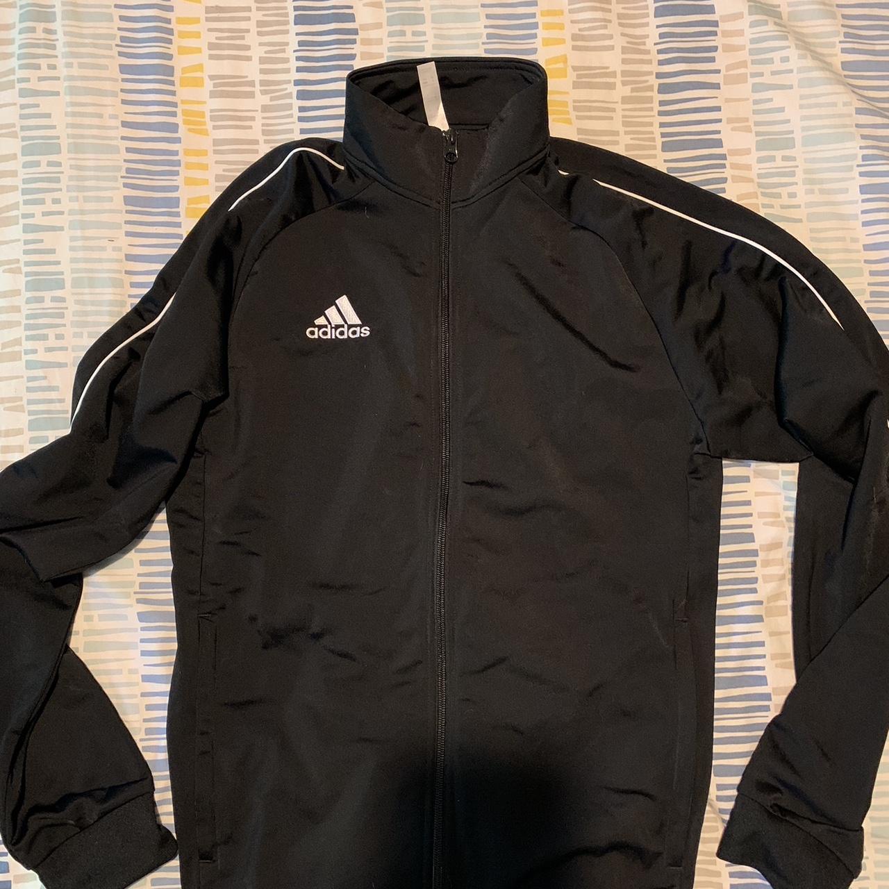 Adidas men’s black athletic jacket Worn once in... - Depop