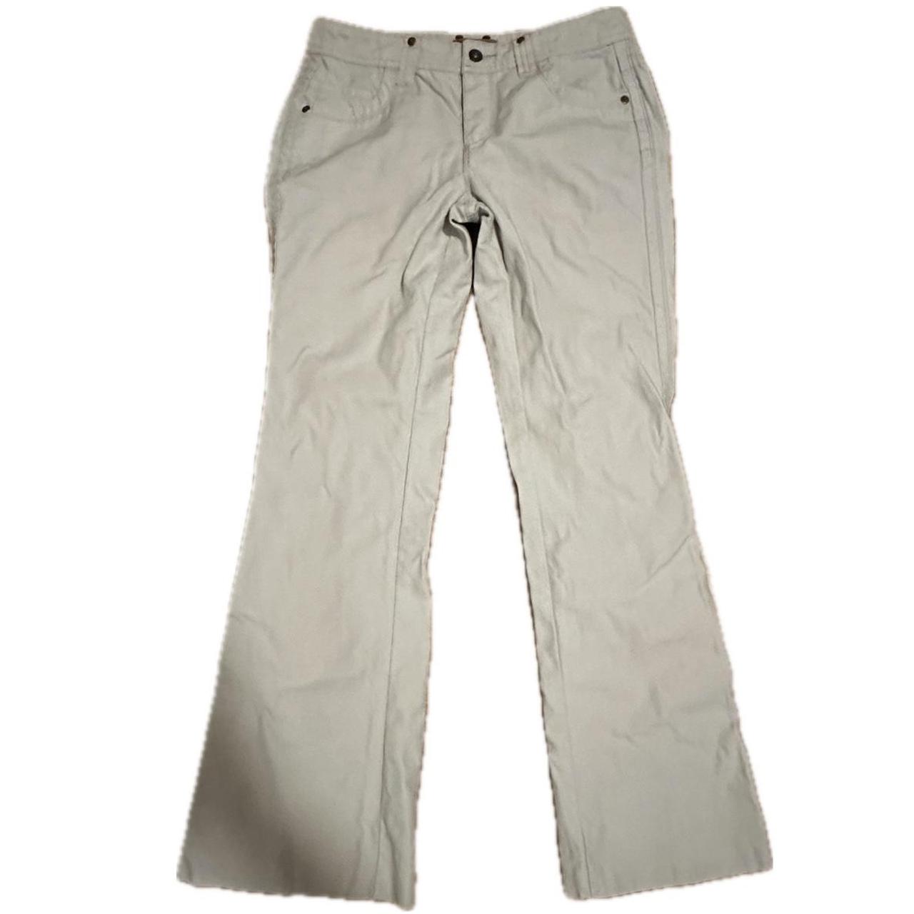 vintage beige flared pants size 6 sit in the waist... - Depop